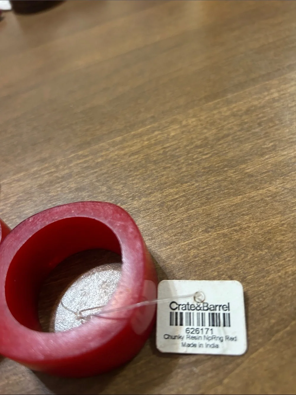 Crate&Barrel Red Acrylic Napkin Rings - Set of 6